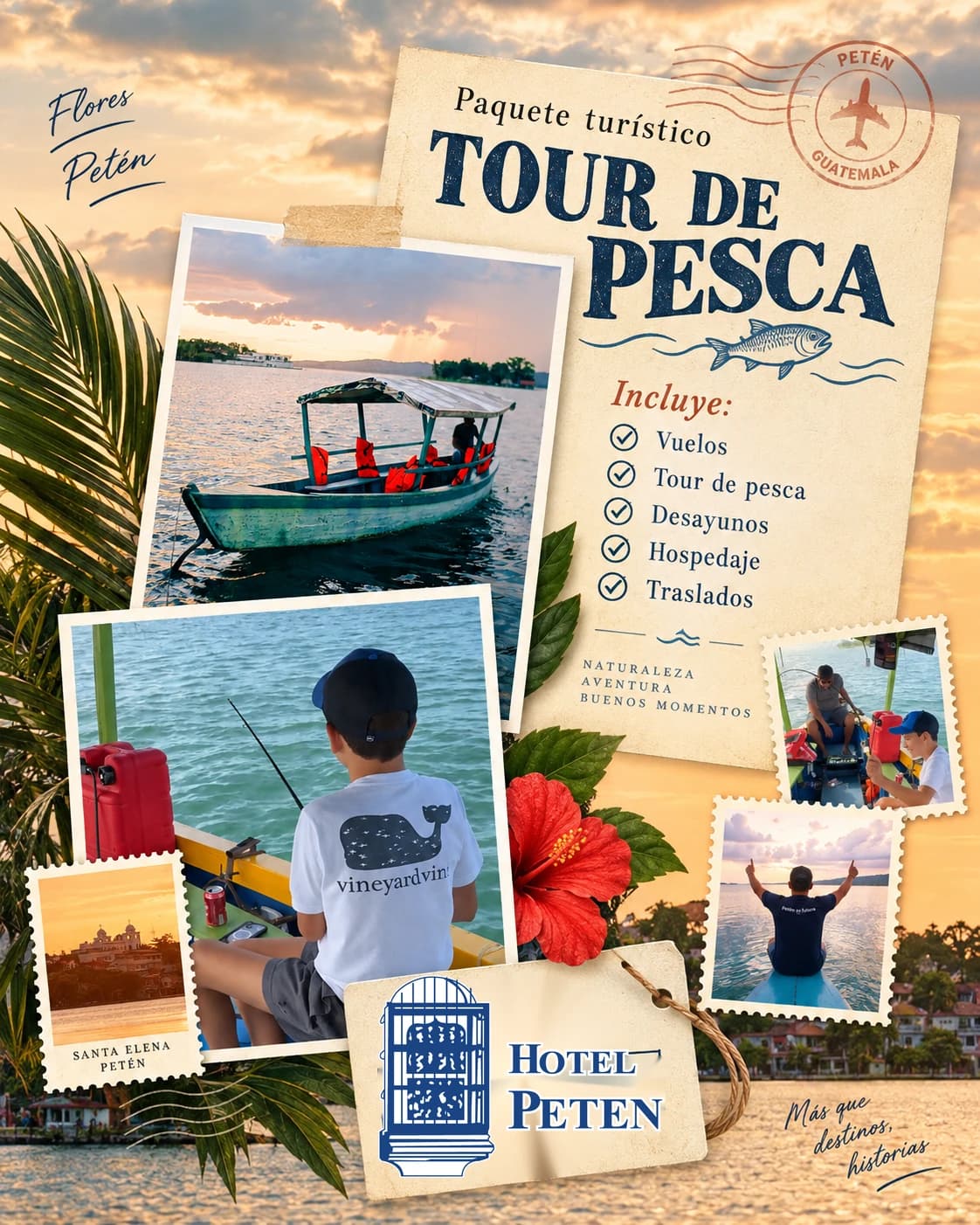 Paquete Tour de Pesca con hospedaje en Hotel Petén